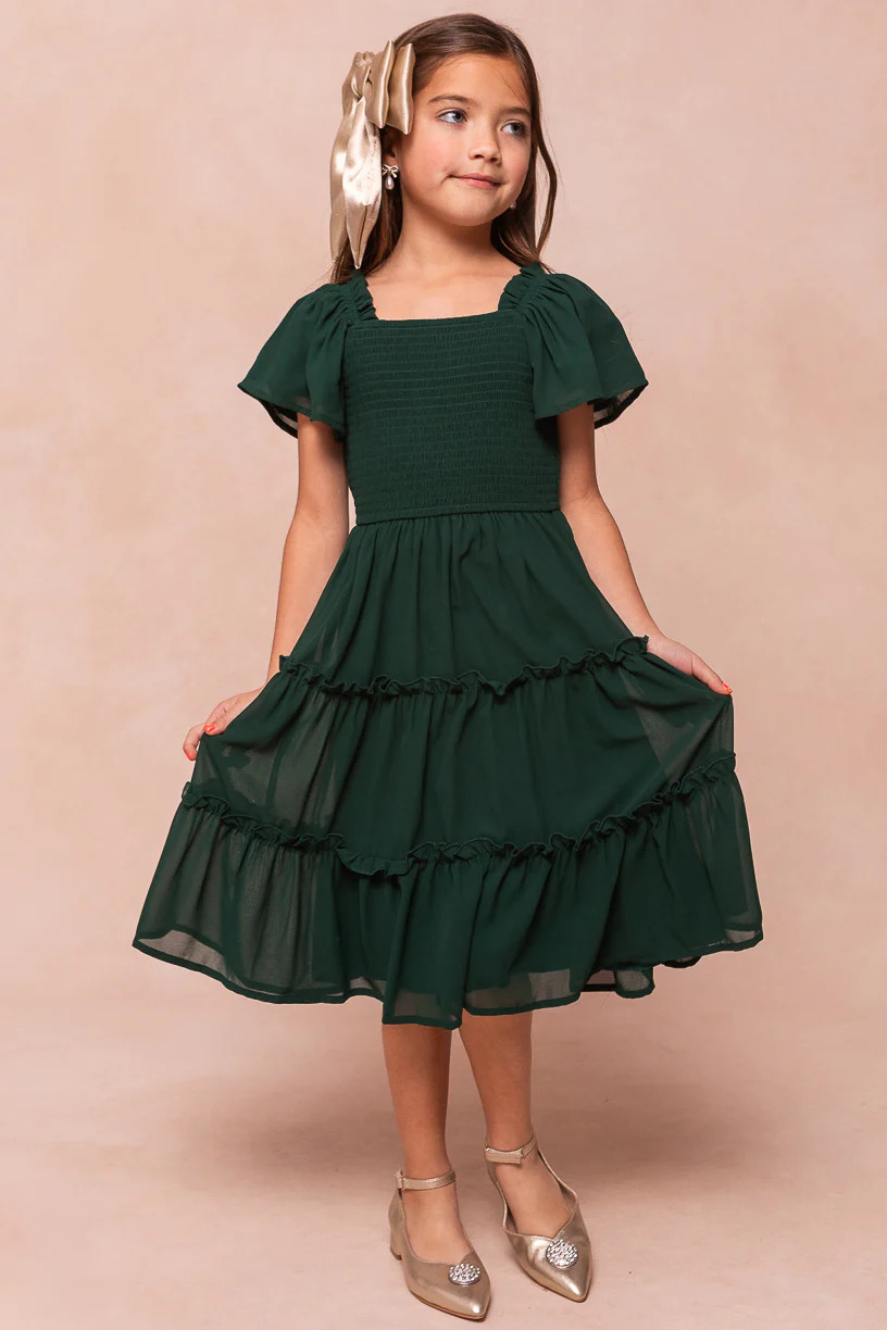 Mini Ellie Dress in Emerald Chiffon - FINAL SALE | Ivy City Co