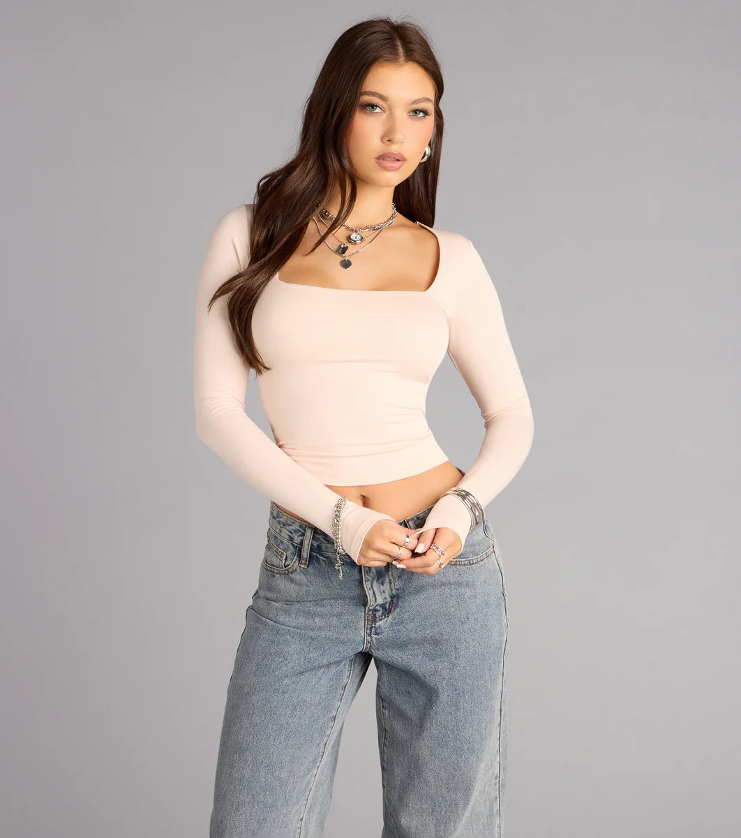 Second Look Square Neck Long Sleeve Top | Windsor Stores