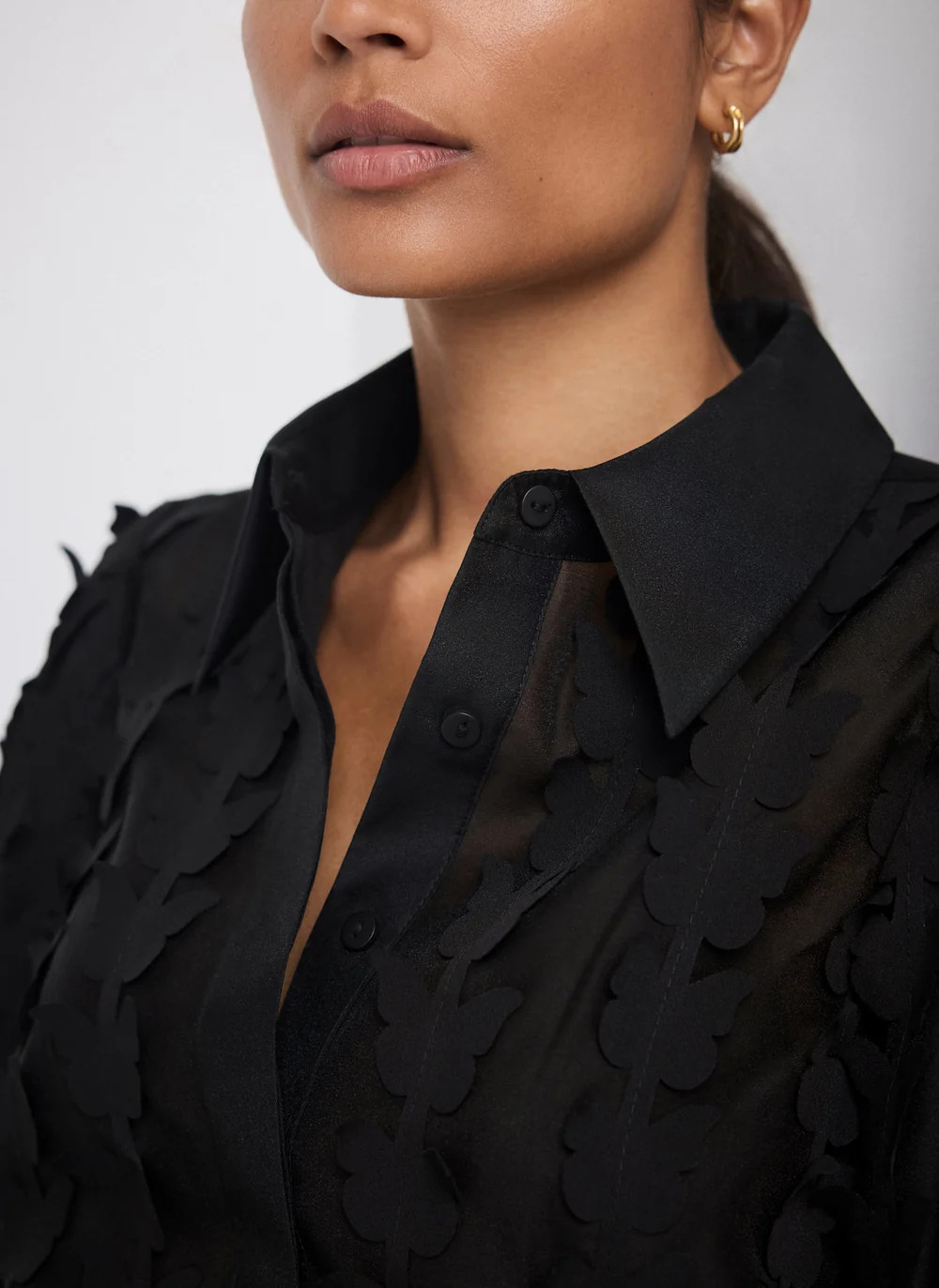 Black Butterfly Applique Shirt | Mint Velvet
