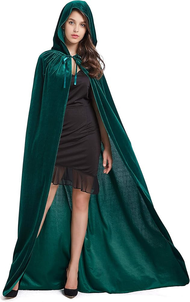 Velvet Cloak with Hood, Unisex Adult Halloween Costume Cape for Women and Men | Amazon (US)