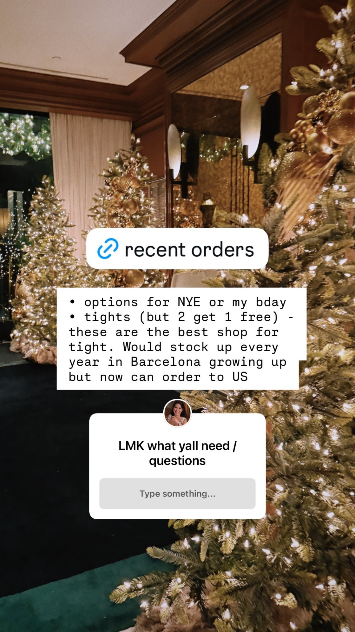 • options for NYE or my bday 
• tights (but 2 get 1 free) - these are the best shop for tight. Would stock up every year in Barcelona growing up but now can order to US