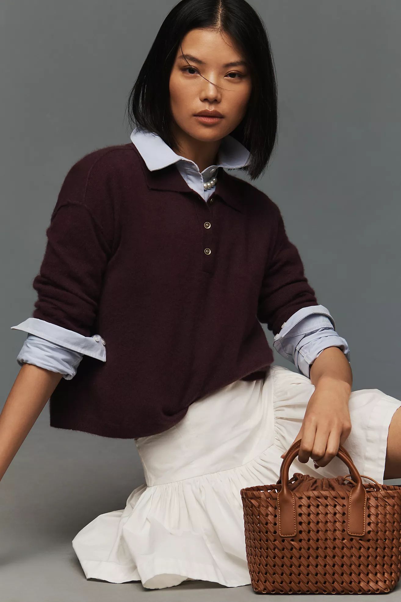 Pilcro Cropped Polo Cashmere Sweater | Anthropologie (US)