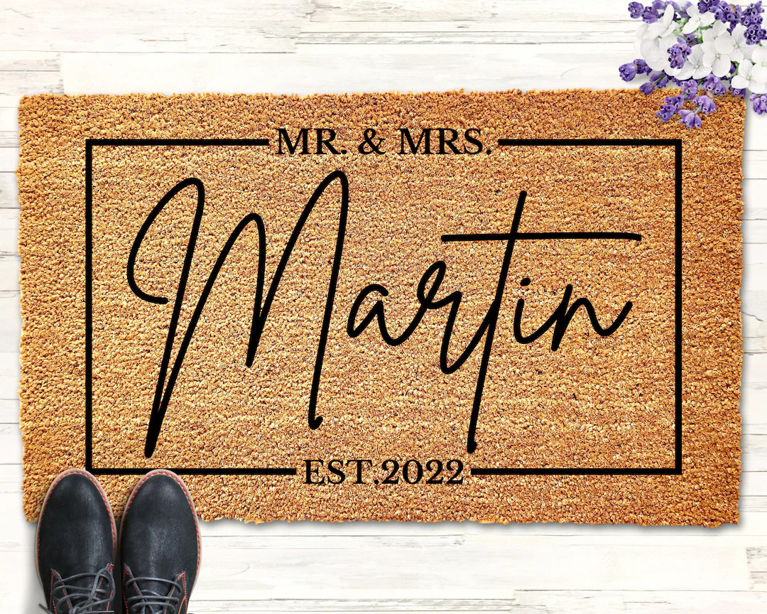 Mr. and Mrs. Doormat, Personalized Wedding Gift, Last Name Doormat, Established Doormat, Family N... | Etsy (US)