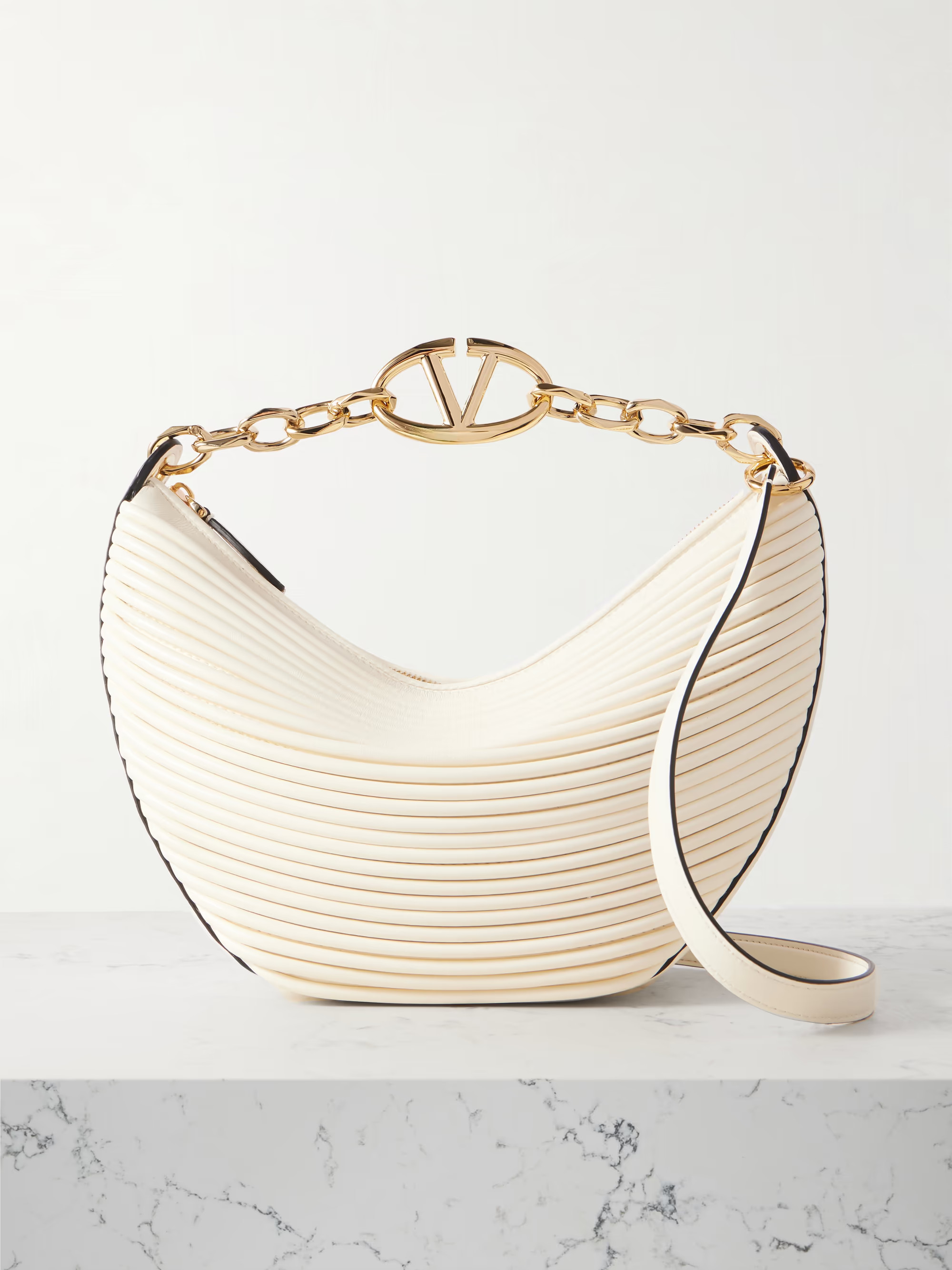 VLOGO Moon small pleated leather shoulder bag | NET-A-PORTER (US)