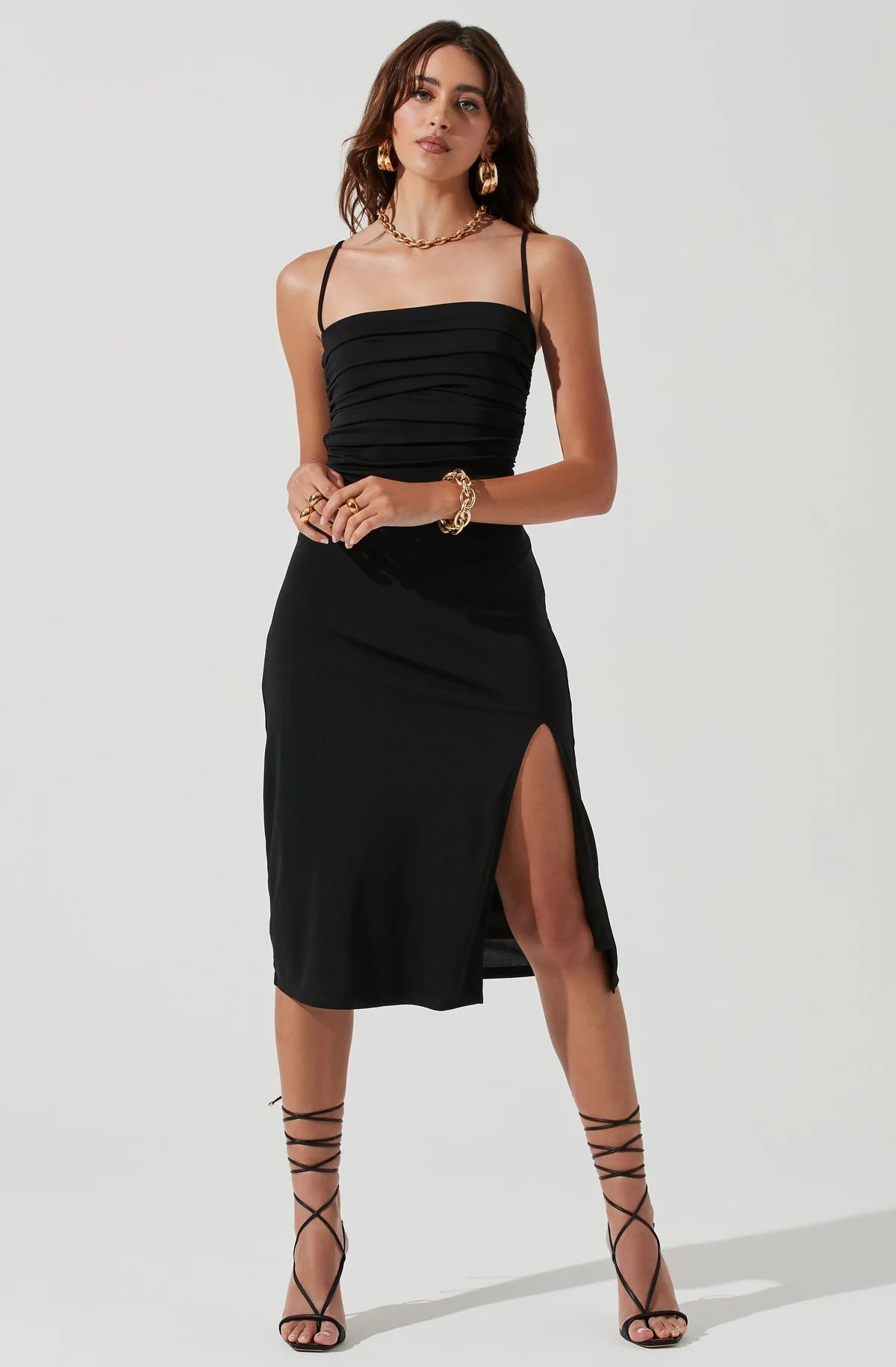 Geller Ruched Cutout Midi Dress | ASTR The Label (US)