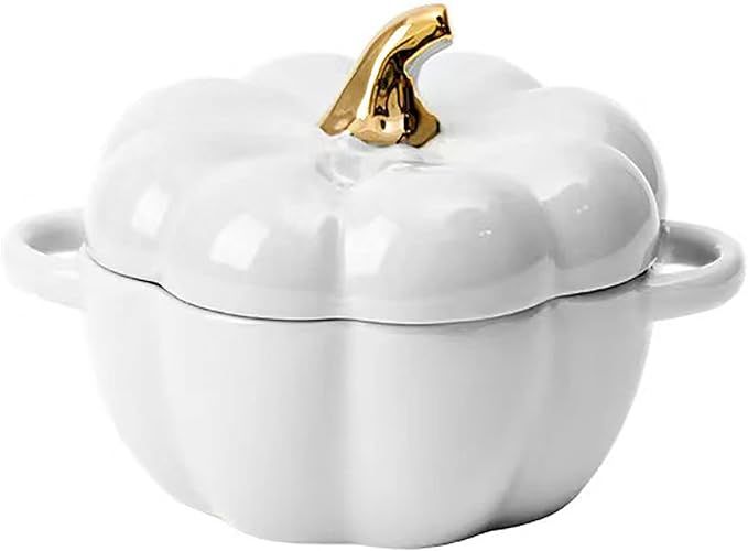 FYUEROPA Ceramic Pumpkin Bowl, Individual Casserole, Baking Bowl for Oven Bakeware with Lid 14 Oz... | Amazon (US)