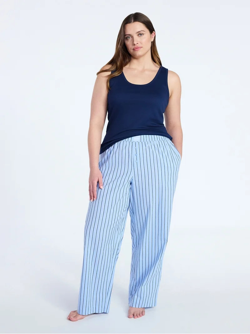 Joyspun Women's Poplin Sleep Pants, 30'' Inseam, Sizes XS-3X | Walmart (US)