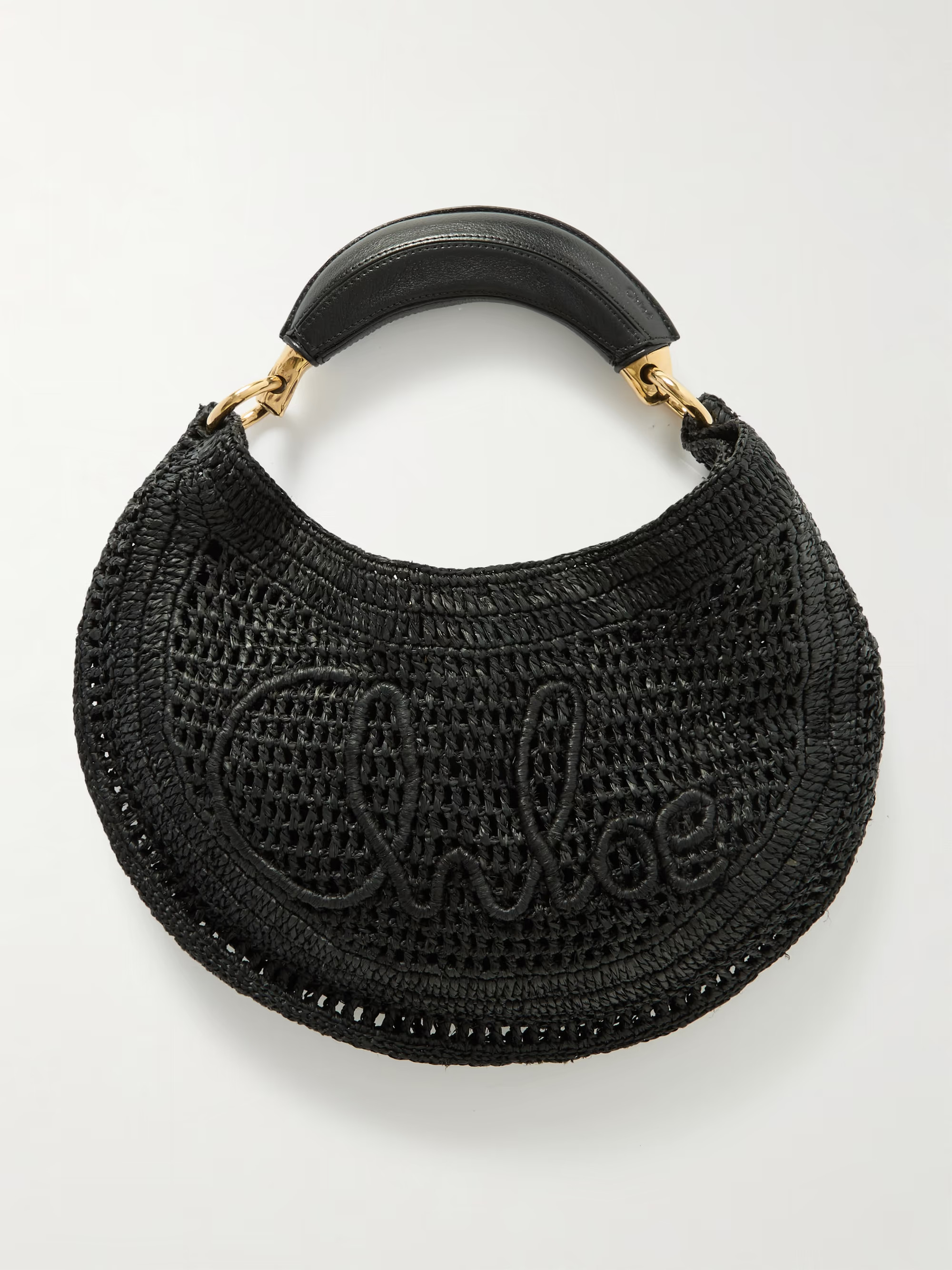 Summer Banana leather-trimmed embroidered faux raffia tote | NET-A-PORTER (UK & EU)