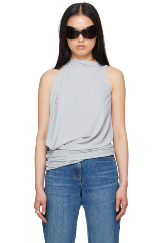Gray Self-Tie Tank Top | SSENSE