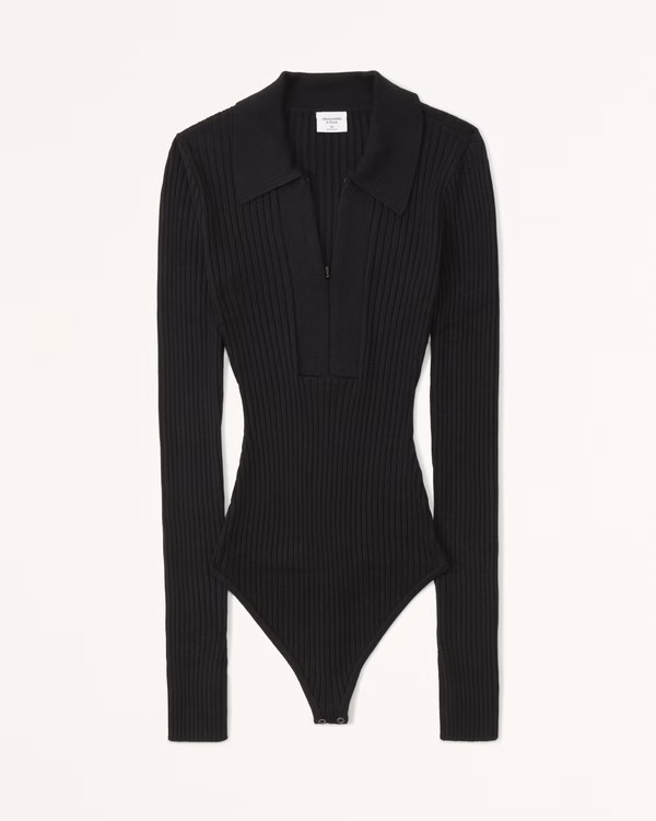 Polo Half-Zip Ribbed Bodysuit | Abercrombie & Fitch (US)