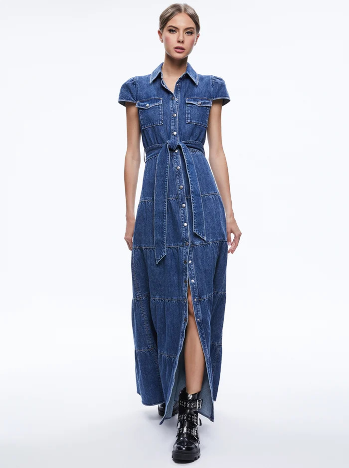 MIRANDA MAXI DENIM DRESS | Alice + Olivia