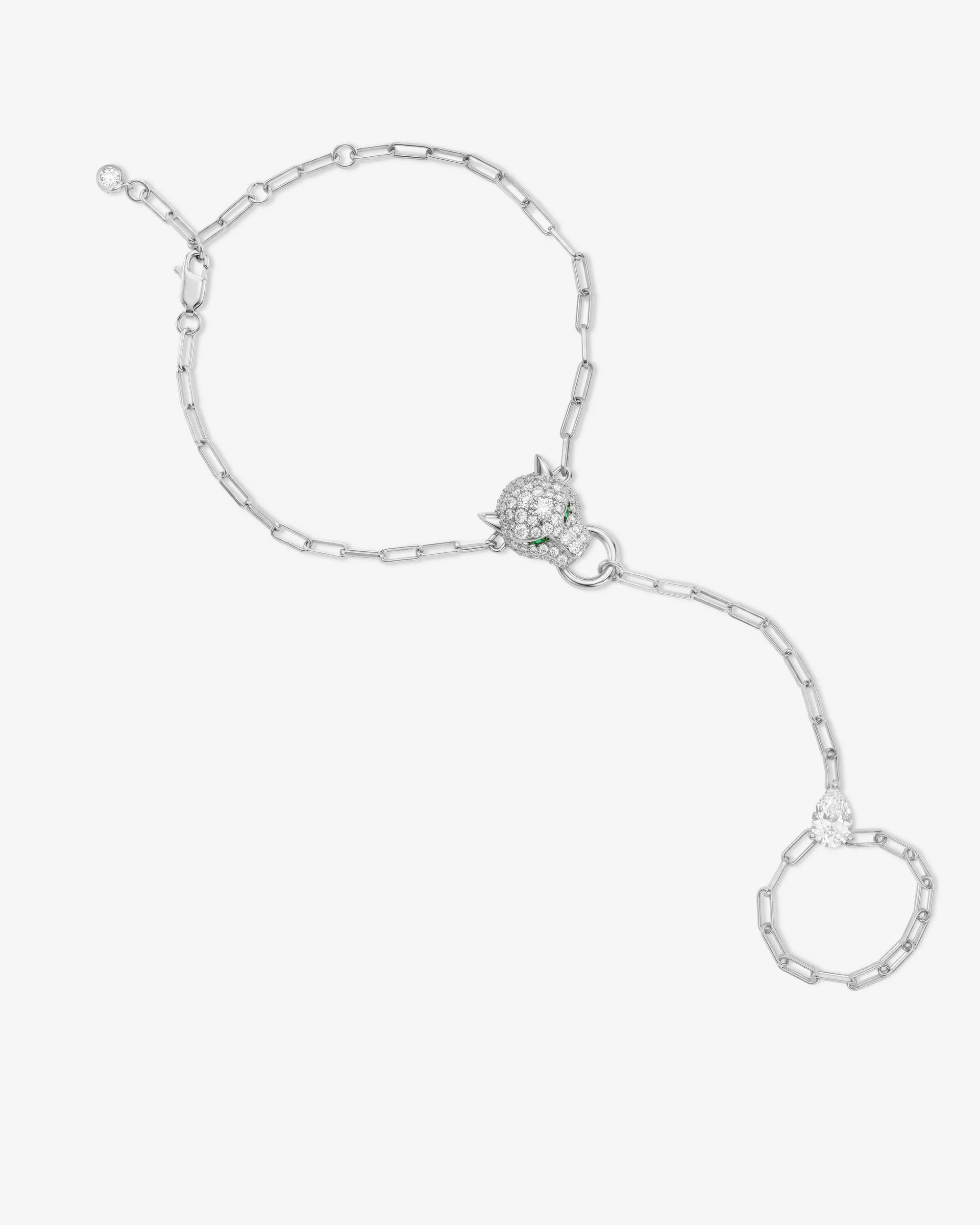 Jaguar Hand Chain - Silver|White Diamondettes | Melinda Maria Jewelry