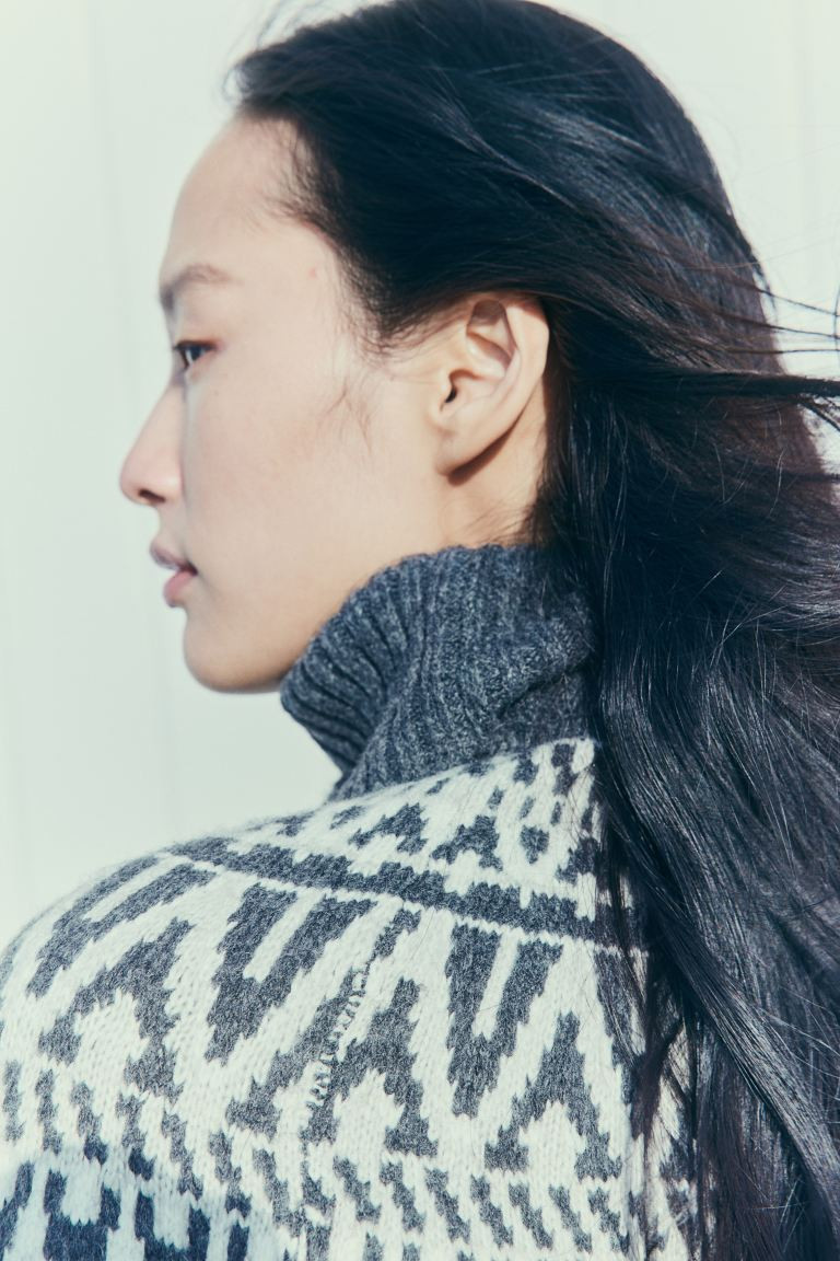 Jacquard-knit polo-neck jumper | H&M (UK, MY, IN, SG, PH, TW, HK)