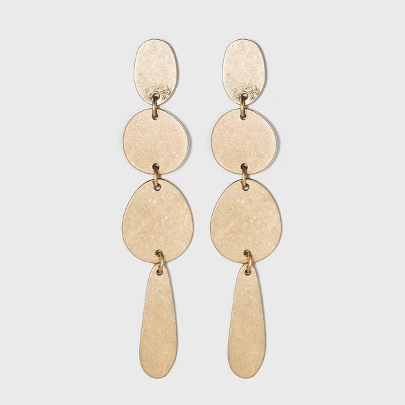 Worn Gold and Brushed Brass Mixed Shape Drop Earrings - Universal Thread™ Gold | Target