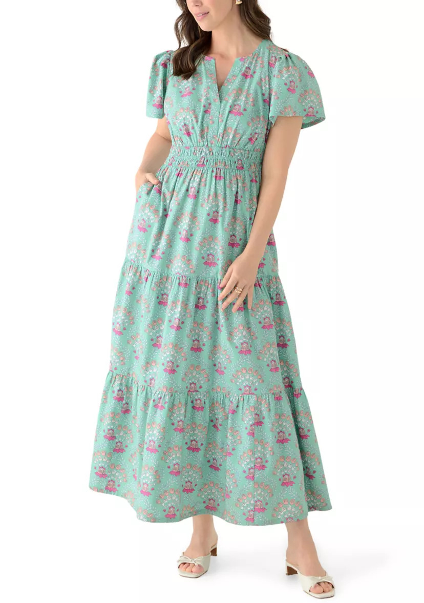 Women's Short Sleeve Waisted Midi Dress | Belk