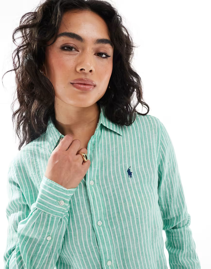 Polo Ralph Lauren linen shirt in washed green | ASOS (Global)