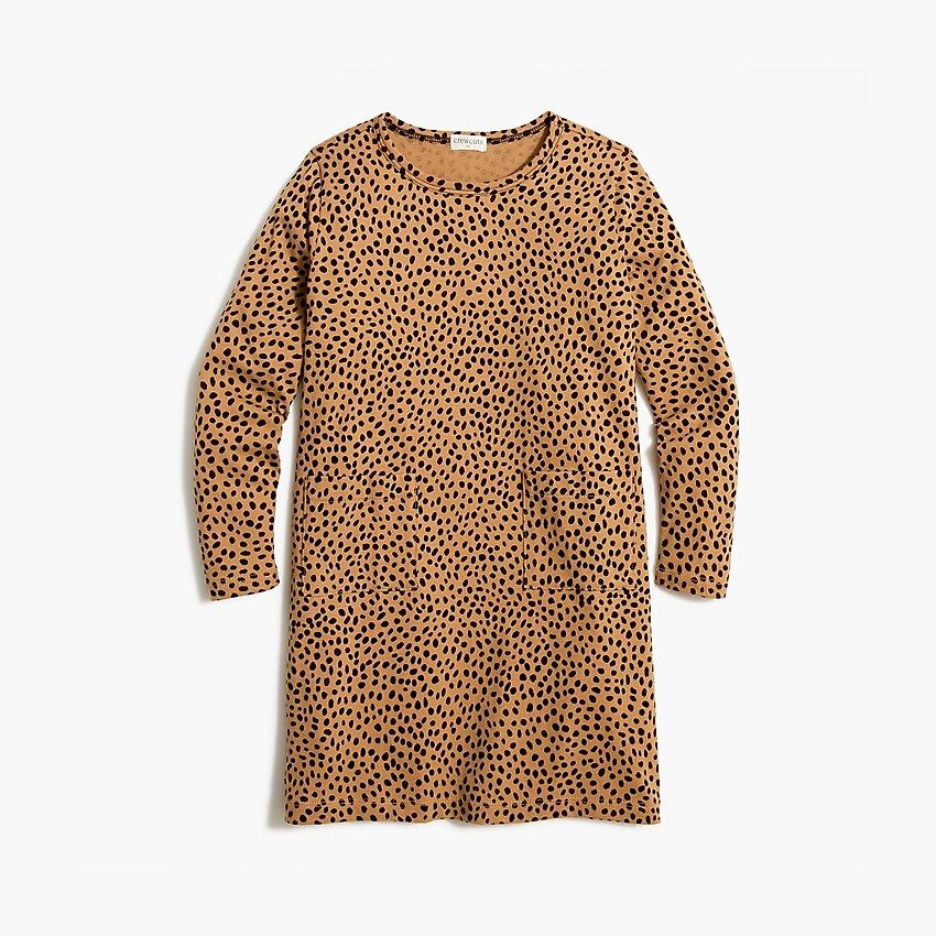 Girls' cheetah patch pocket dress | J.Crew Factory