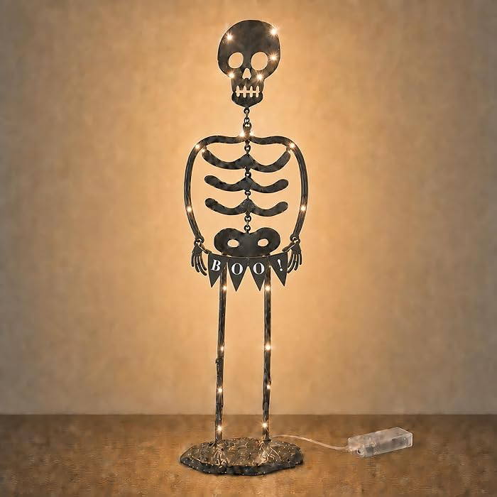 Mud Pie Light Up Skeleton Sitter Halloween Decor, Halloween Skeleton | Amazon (US)