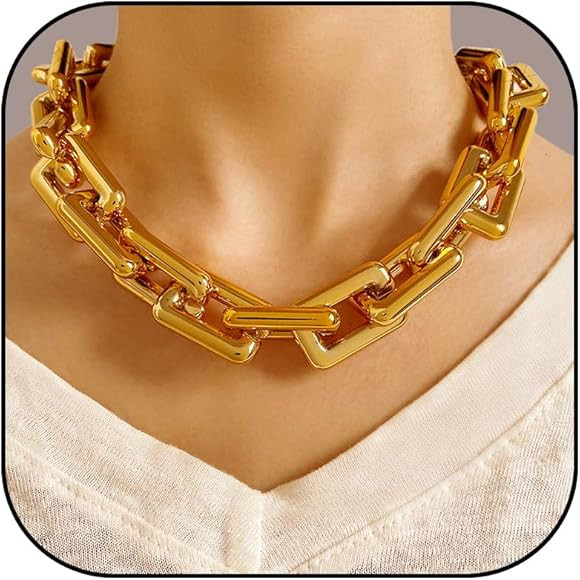 Chunky Gold Necklace Chunky Necklaces for Women Gold Statement Necklace Thick Link Chain Necklace... | Amazon (CA)