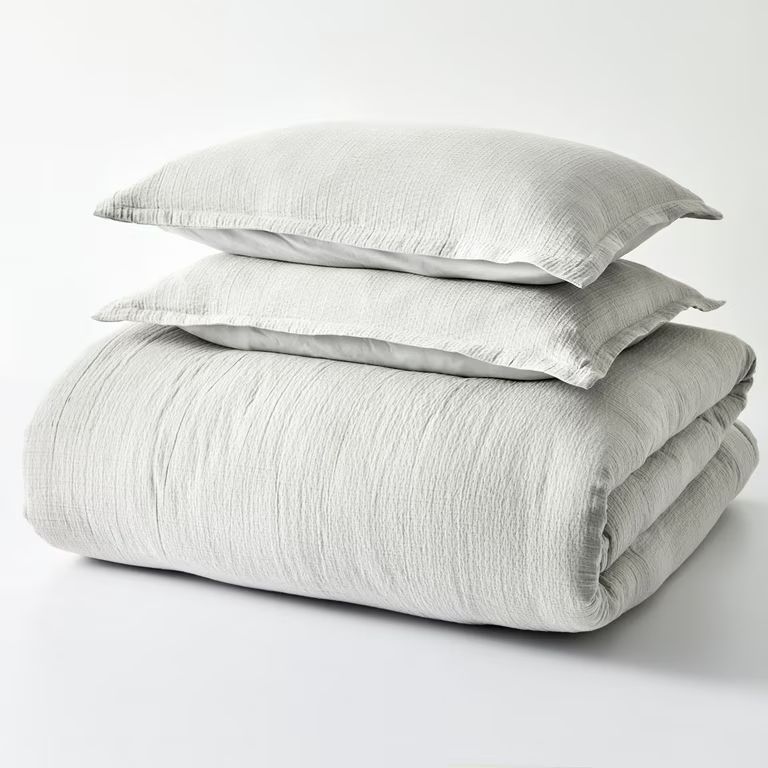 Better Homes & Gardens 3-Piece Grey Crinkled Gauze Comforter Set, Full/Queen, Adult - Walmart.com | Walmart (US)