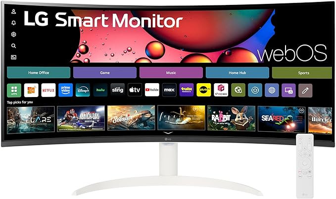 LG 34SR60QC-W 34-inch QHD (3440x1440) Curved Smart Monitor with Streaming, UltraWide Screen, webO... | Amazon (US)