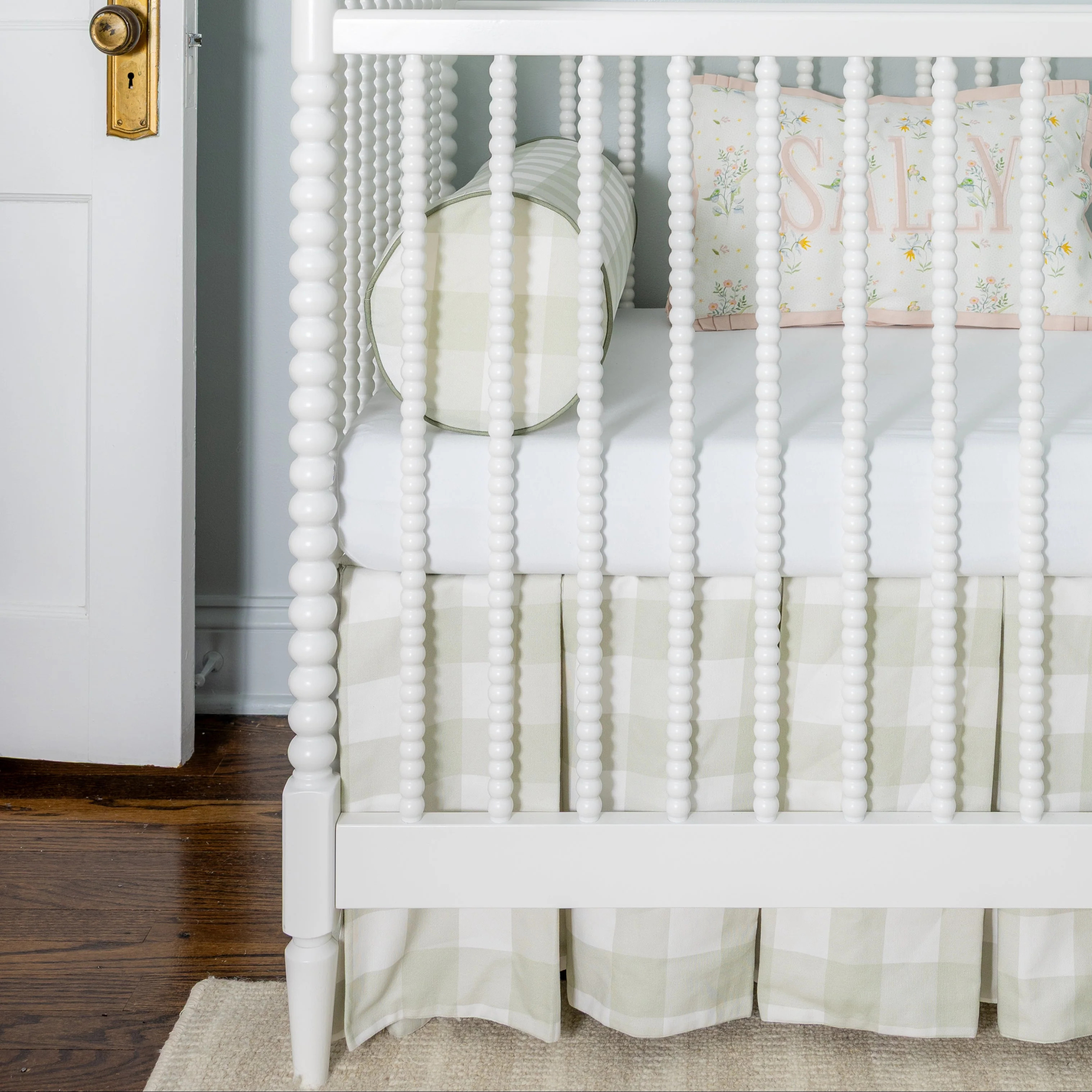 Pleated Check Crib Skirt | Rooney Embroidery