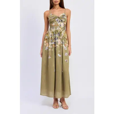 En Saison Yvette Floral Maxi Dress in Olive Blue Floral at Nordstrom, Size Large | Nordstrom