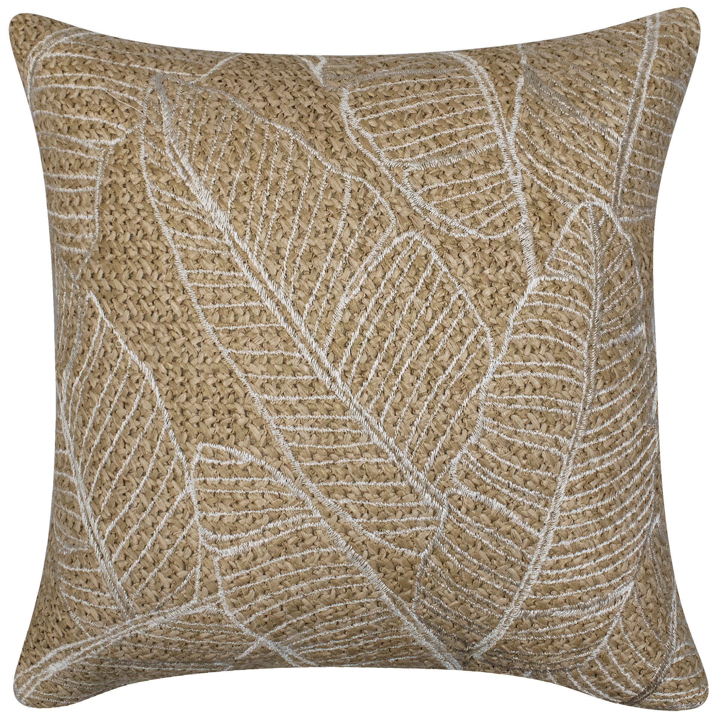 allen + roth Raffia Banana Leaf Tan Floral Tan Square Floral Throw Pillow | Lowe's