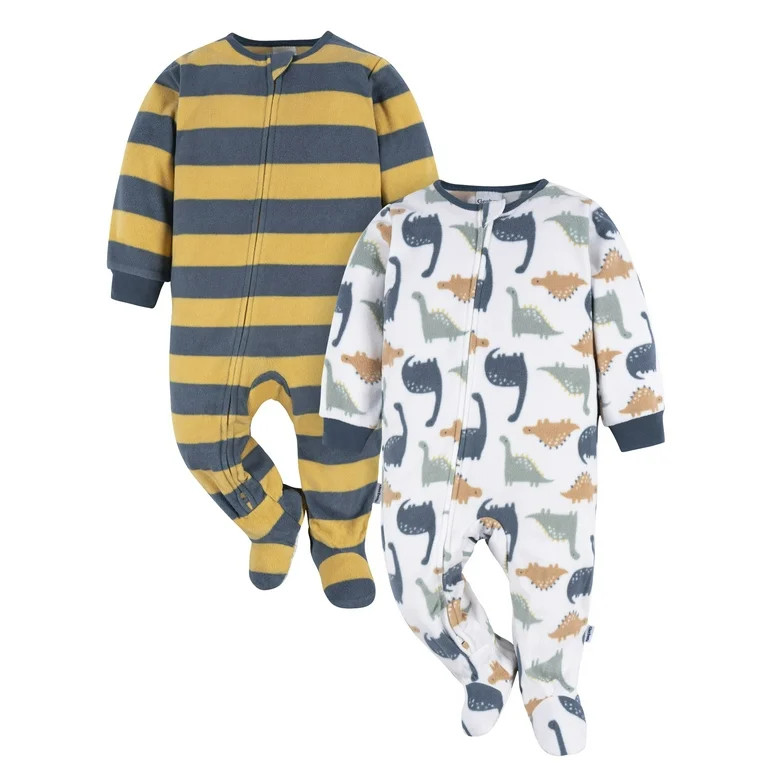 Gerber Baby and Toddler Neutral Microfleece Blanket Sleeper Pajamas, 2-Pack, Sizes 0/3M-5T - Walm... | Walmart (US)