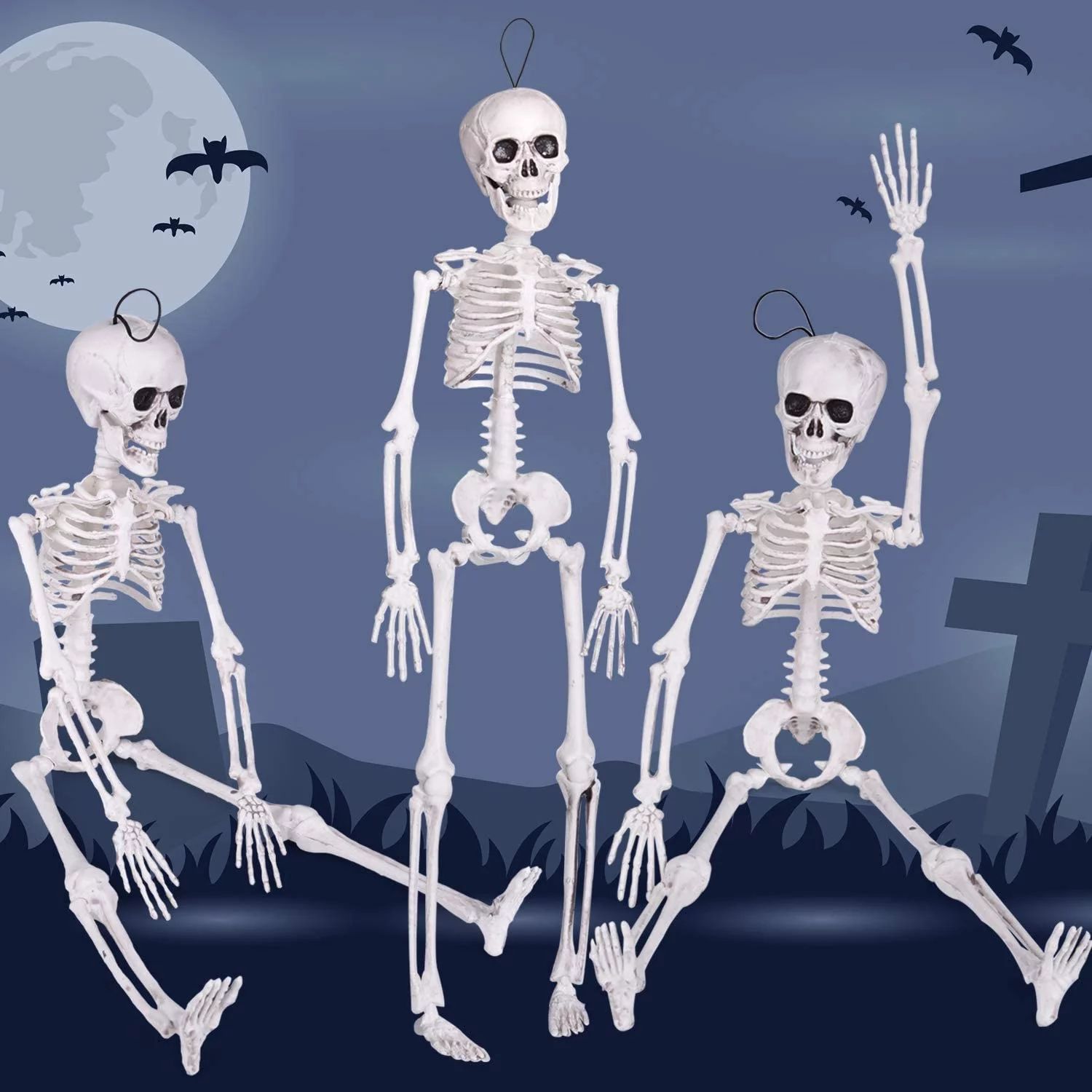 Fun Little Toys 3pcs Hanging Skeleton Bones and Skull Halloween Decorations, Halloween Decoration... | Walmart (US)