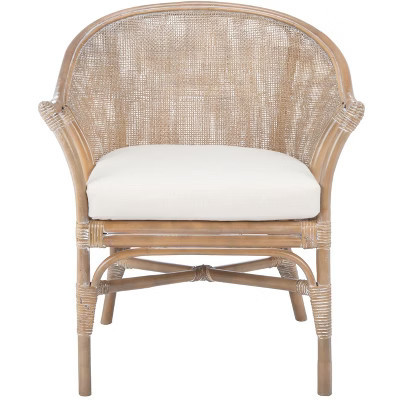 Dustin Rattan Accent Chair W/ Cushion - ACH6517 - White/Grey White Wash - Safavieh | Target