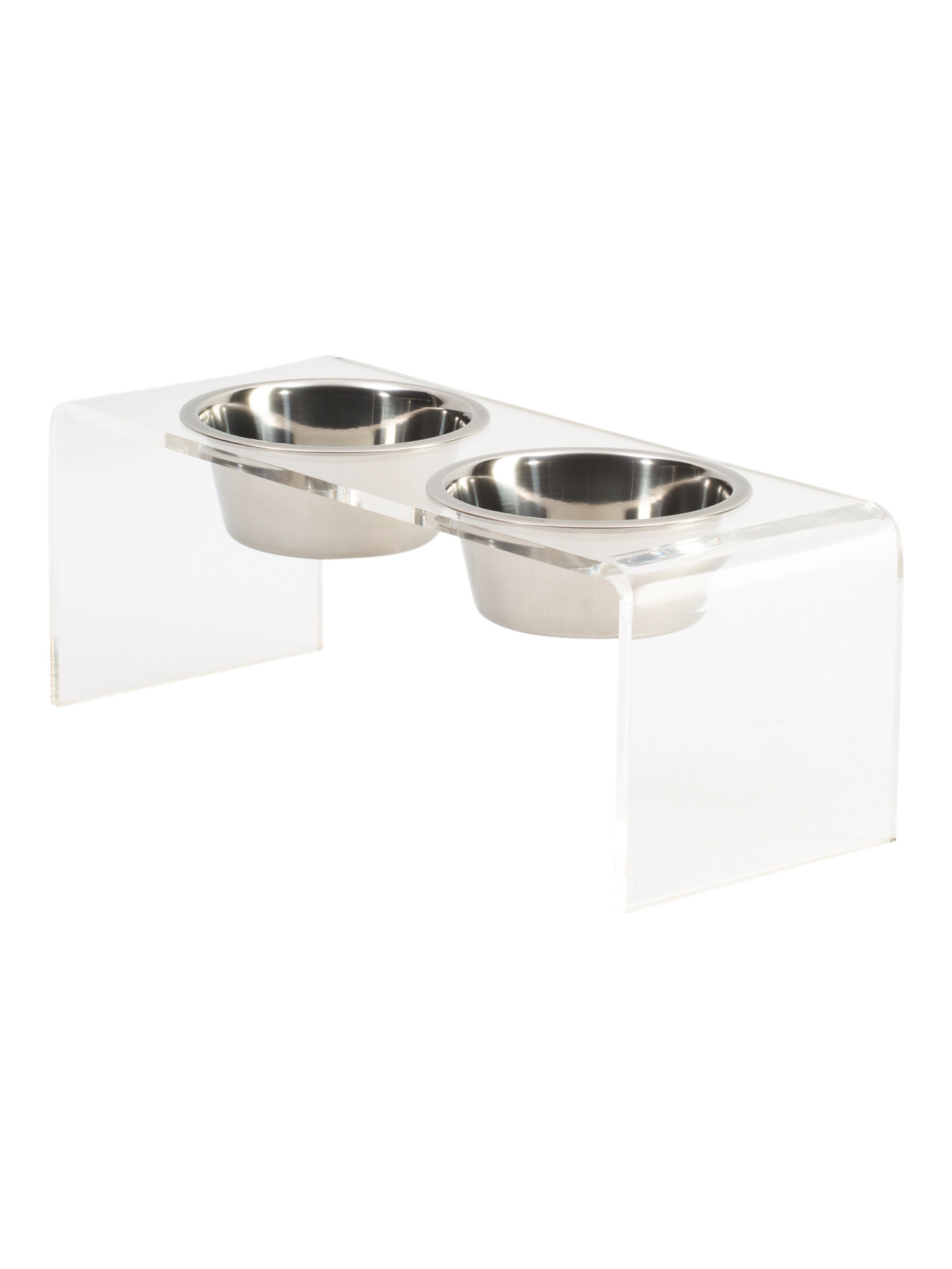 Medium Clear Double Bowl Pet Feeder With 1qt Silver Bowls | Clearance On Clearance | Marshalls | Marshalls