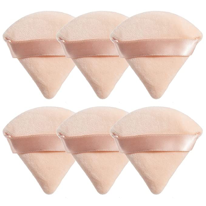 MOTZU 6 Pieces Pure Cotton Powder Puff, Made of Cotton Velour in Triangle Wedge Shape Designed fo... | Amazon (US)