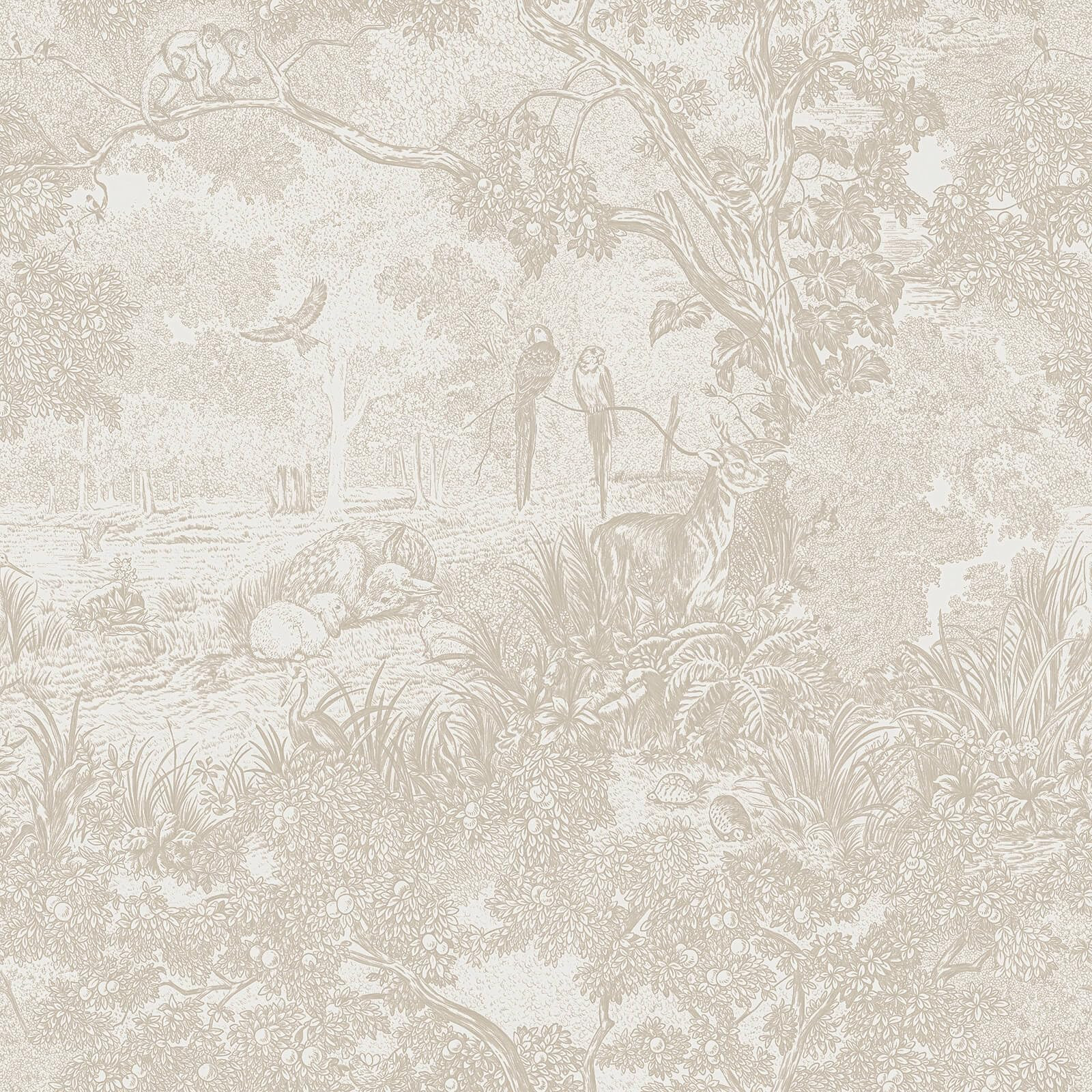 Heroad Peel and Stick Wallpaper Beige Neutral Vintage Forest Animals Floral Wallpaper Removable Self-Adhesive Contact Paper for Bedroom Living Room Cabinets Decoration Thicken Vinyl 17.3''x78.7'' | Amazon (US)