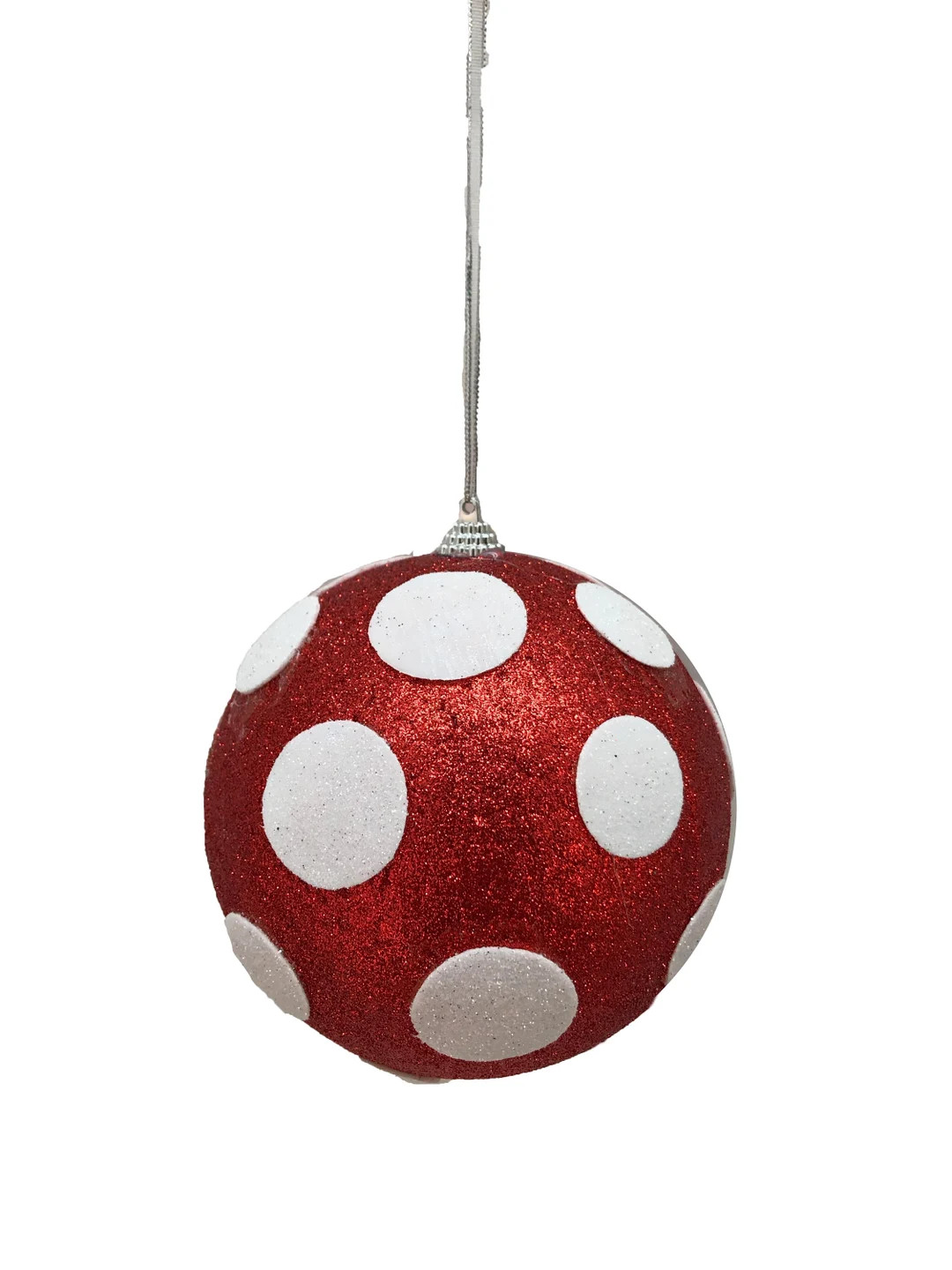 Ornament, Red and White Glitter Polkadot Ball, 5",  Christmas Ornament, Halloween Ornament, Wreat... | Etsy (US)