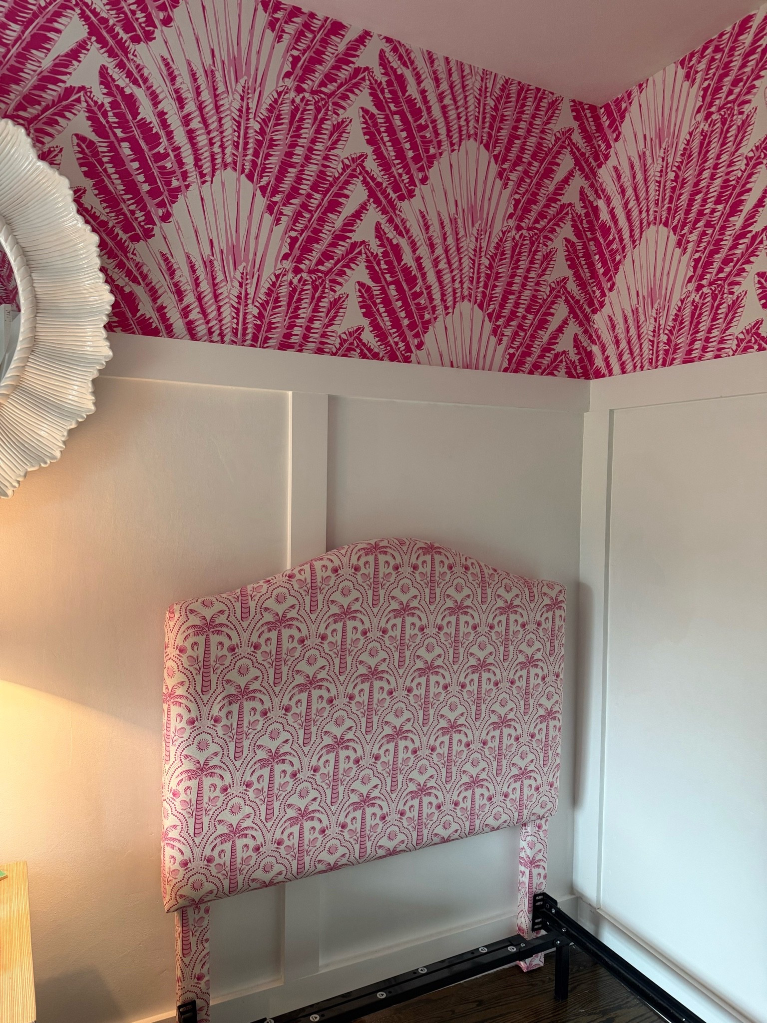 I used performance linen and for 2 headboards plus the legs - I used 3 yards! 
The wallpaper is Milton & King (not linkable)

#LTKdayinmylife #LTKKids #LTKHome