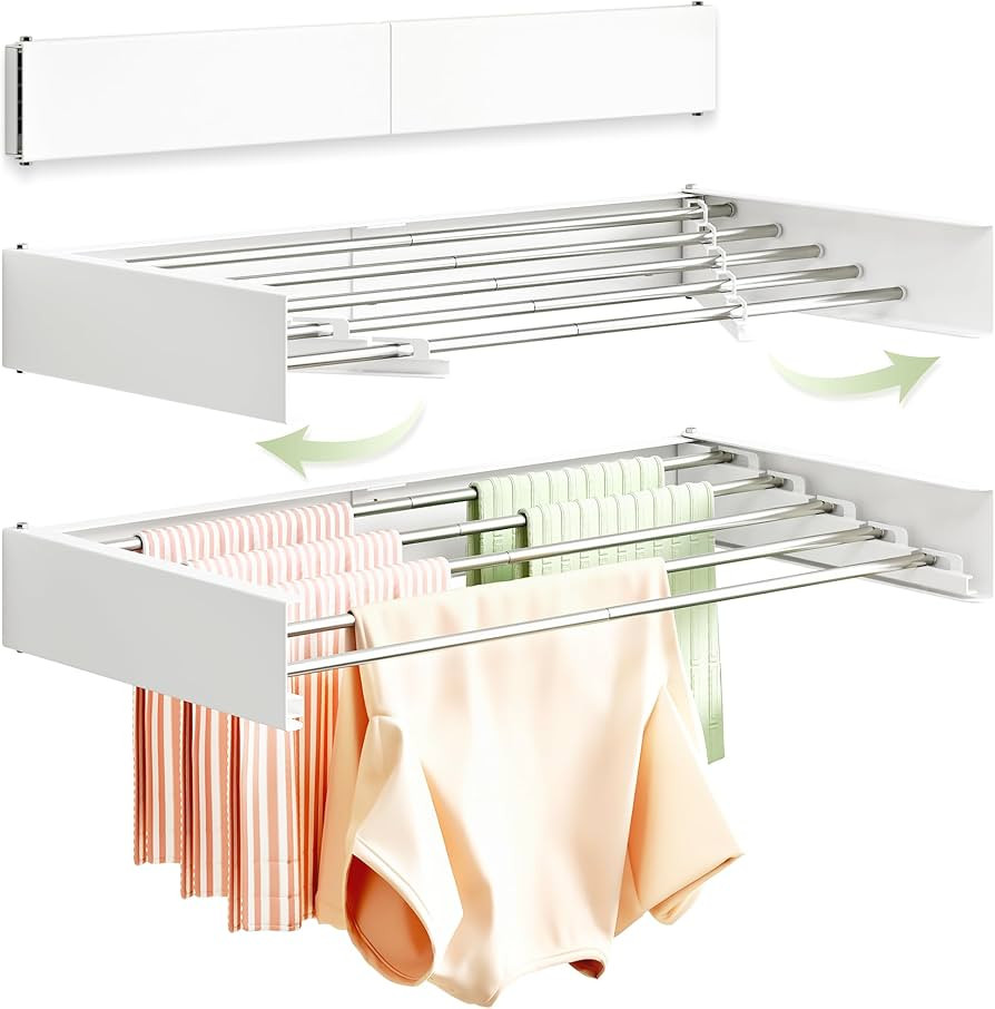 Clothes Drying Rack Wall Mounted 32“,Drying Rack Clothing Wall Mount,Laundry Drying Rack,Wall M... | Amazon (US)