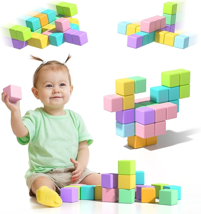 56Pcs Magnetic Blocks for Kids Ages 3+, 1.34in Large Building Cubes | Amazon (US)