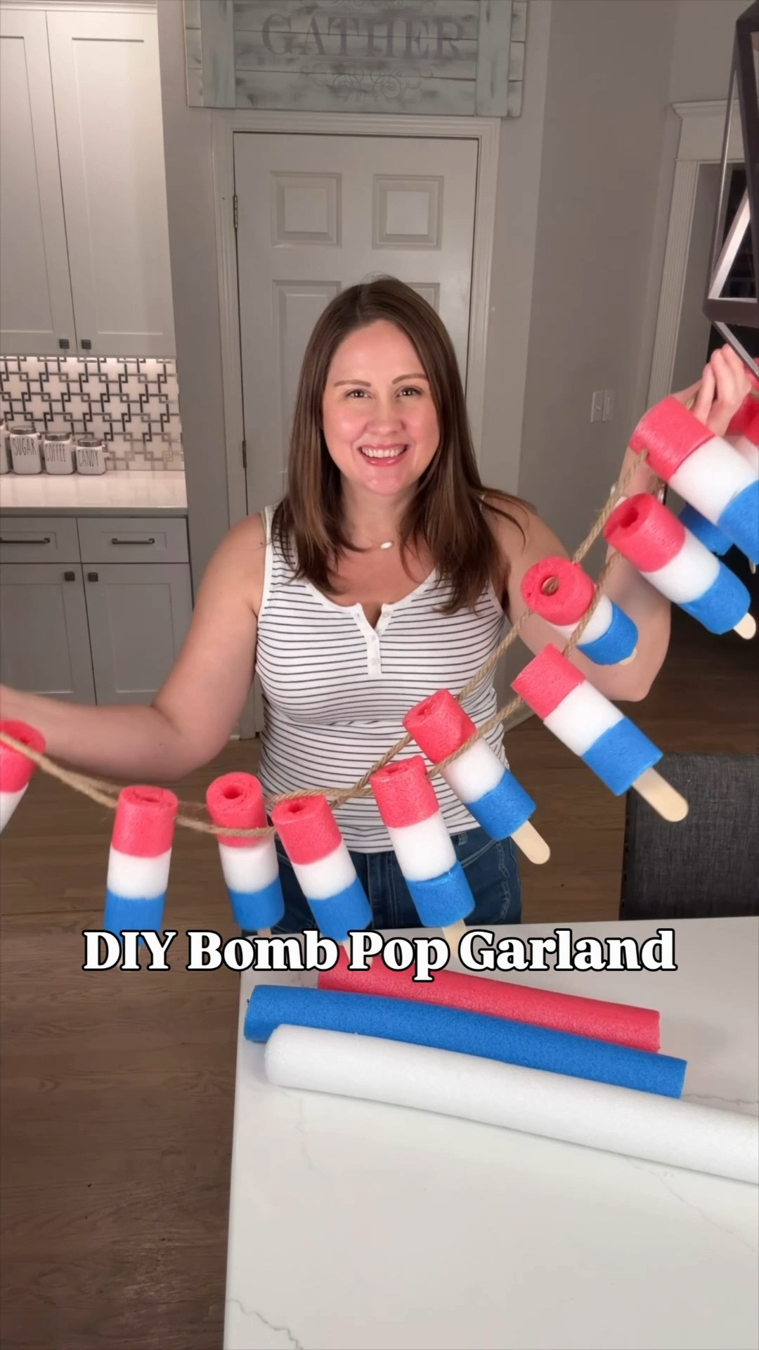 🇺🇸 DIY summer decor that’s guaranteed to make a statement!! This oversized Bomb Pop garland is made with pool noodles + jumbo popsicle sticks and it turned out SO fun for Memorial Day + the 4th of July 💥❤️🤍💙

Hang it on your porch, above your snack table, or across the backyard for the ultimate patriotic party setup ✨ The best part? It’s way easier to make than it looks!

#FourthOfJulyDIY #PatrioticDecor #PoolNoodleCrafts #BombPop #SummerDecor #DIYPartyDecor #MemorialDayDecor #4thOfJulyPar

#LTKSeasonal #LTKHome