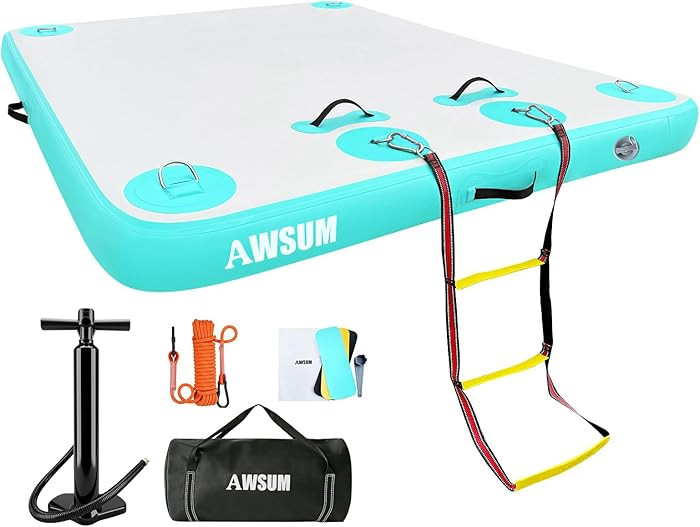 Inflatable Floating Dock Air Dock Platform Floating Island Raft with None-Slip Surface for Pool B... | Amazon (US)