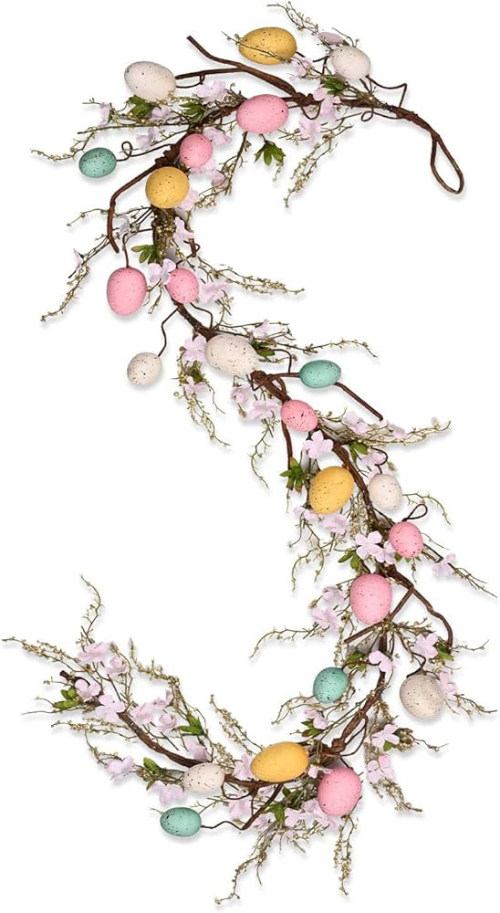 DDHS Easter Garland，6 Feet Spring Garland for Mantle Colored Eggs and Pink Flowers Dead Branche... | Amazon (US)