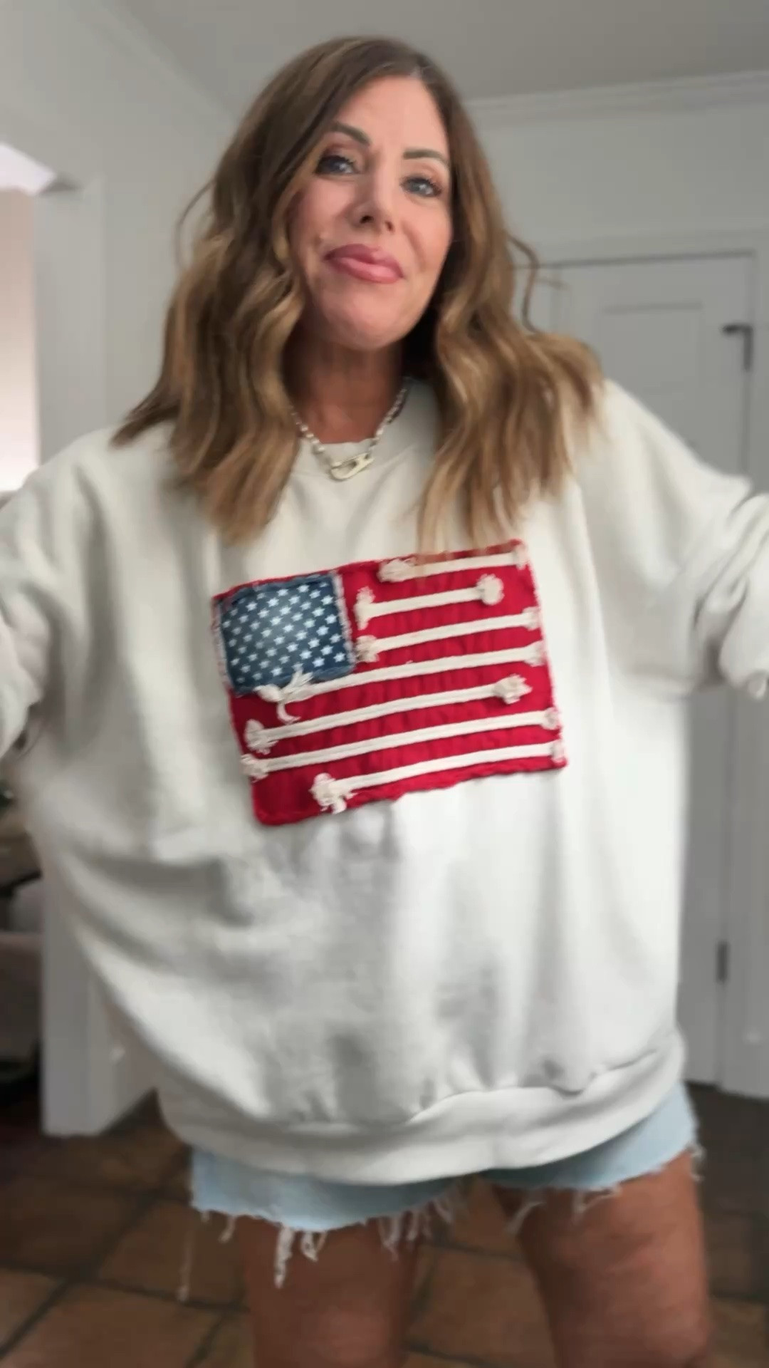 $25 look for less sweatshirt from @Target ! Perfect for summer! The free people version which is now sold out was $168. This is a cotton poly blend. I’m wearing an XXL which is pretty oversized. I probably could’ve gone a little smaller, but I highly recommend sizing up. It’s so soft and cozy. The perfect sweatshirt for Summer and all of the holiday holidays coming up.

These shorts are one of my favorites. The length is perfect. They have magic pockets that are sown in which smooth your stomach. They’re high-rise with a perfect demon of stretch and so comfy. I’m wearing a size 29.

My favorite target athletic shorts in this price, bright red/size medium

These white look for last platform sandals are one of my favorites from Amazon. They’re so comfy with a memory foam foot bed. And they’re usually under $45. I’m wearing my true size. ￼

Both of these bags are from target and they’re currently on sale. Great quality and perfect for Summer. 
￼

#LTKOver40 #LTKSaleAlert #LTKootd