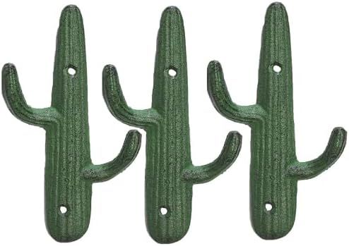 Comfify Set of 3 Hooks Cast Iron Cactus Double Wall Mounted Hooks/Hangers - Decorative Wall Mount... | Amazon (US)