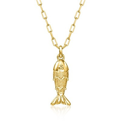 Pure Collection by Ross-Simons Italian 18kt Gold Over Sterling Fish Necklace Size 16 | Target