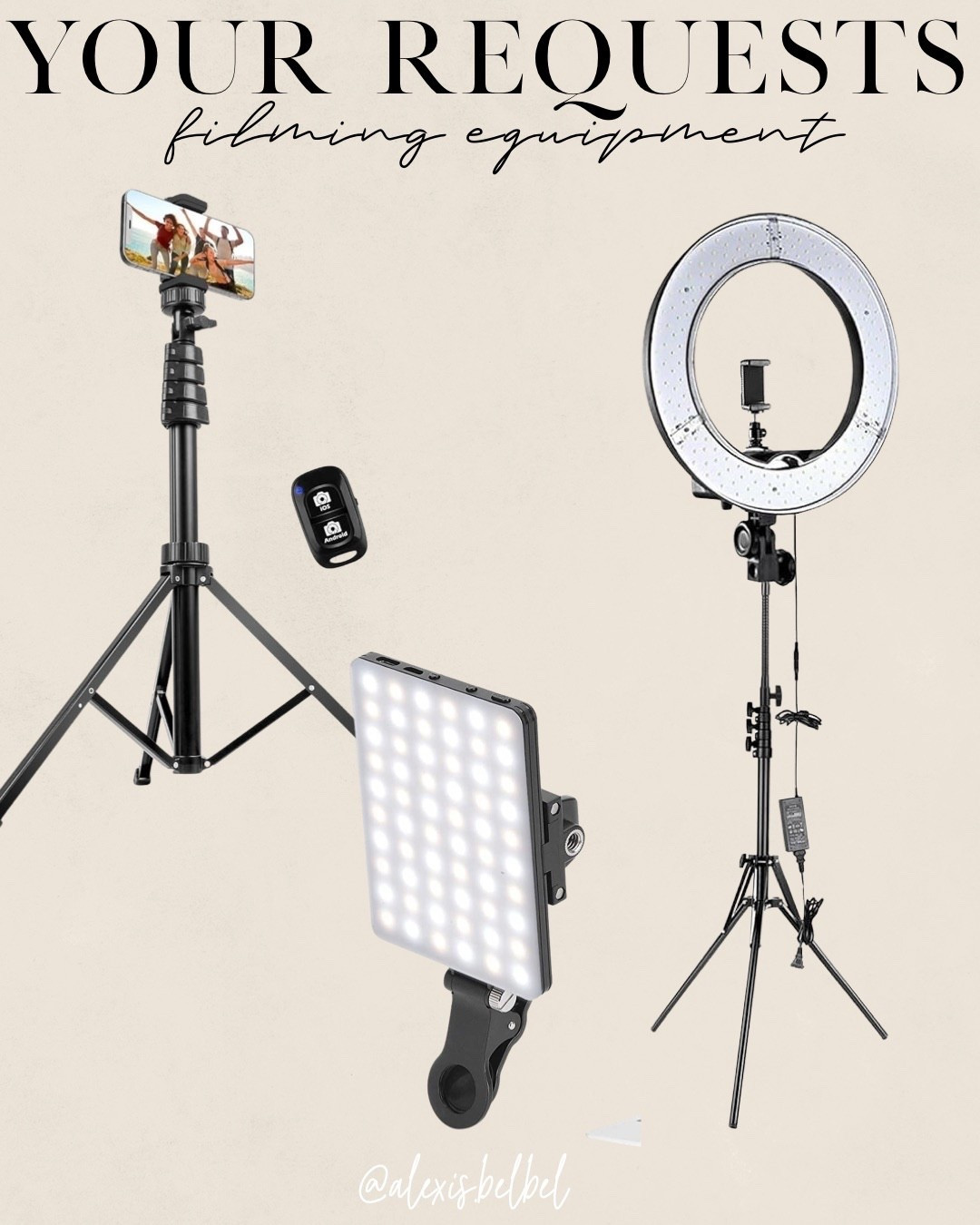 My filming equipment light and tripod  