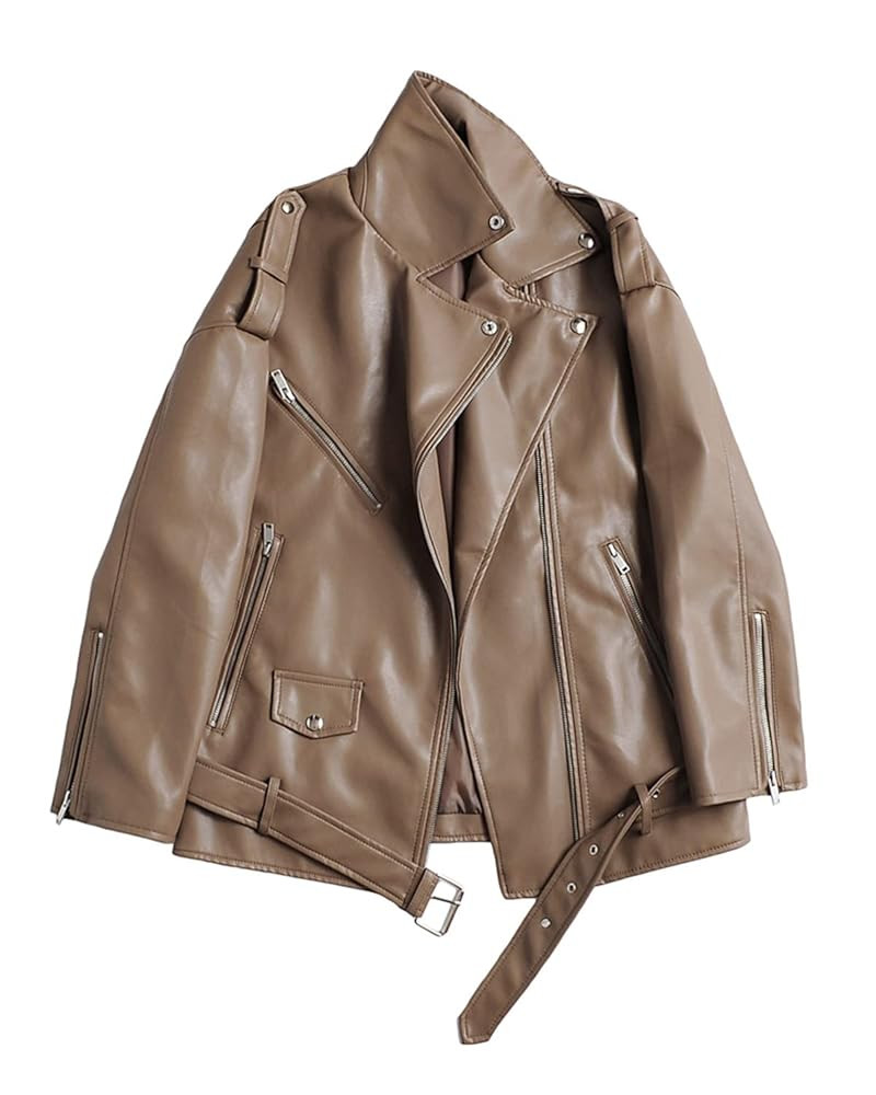 LY VAREY LIN Women Faux Leather Jacket Lapel Collar Motorcycle Zip Up Long Sleeve Motor Biker Sho... | Amazon (US)