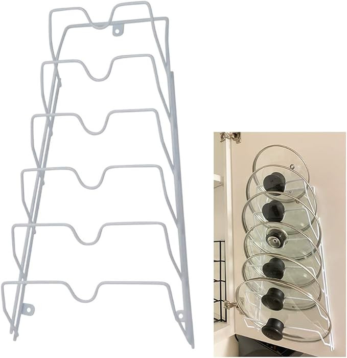 Evelots Pot Lid Storage-Cabinet Door/Wall-Organizer-6 Pot/Pan Covers-No Scratch | Amazon (US)