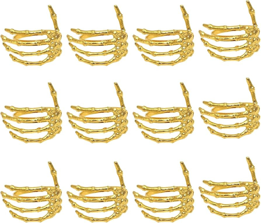 Amazon.com: BestAlice Halloween Skull Napkins Rings Set of 12, Halloween Decorations Napkin Ring ... | Amazon (US)