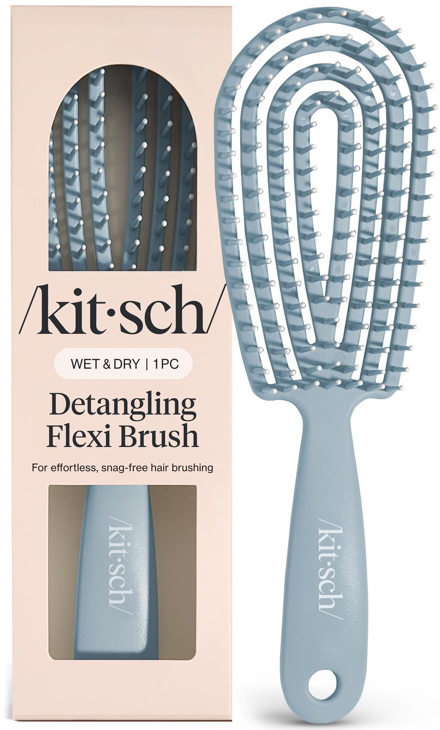 Kitsch Hair Brush Detangler – Flexi Flow Hair Brush for Women, Men & Kids | Detangling Brushes for Curly Hair with Bendable Frame, Bounce Curl Defining Brush for Wet or Dry Strands - Haze Blue | Amazon (US)