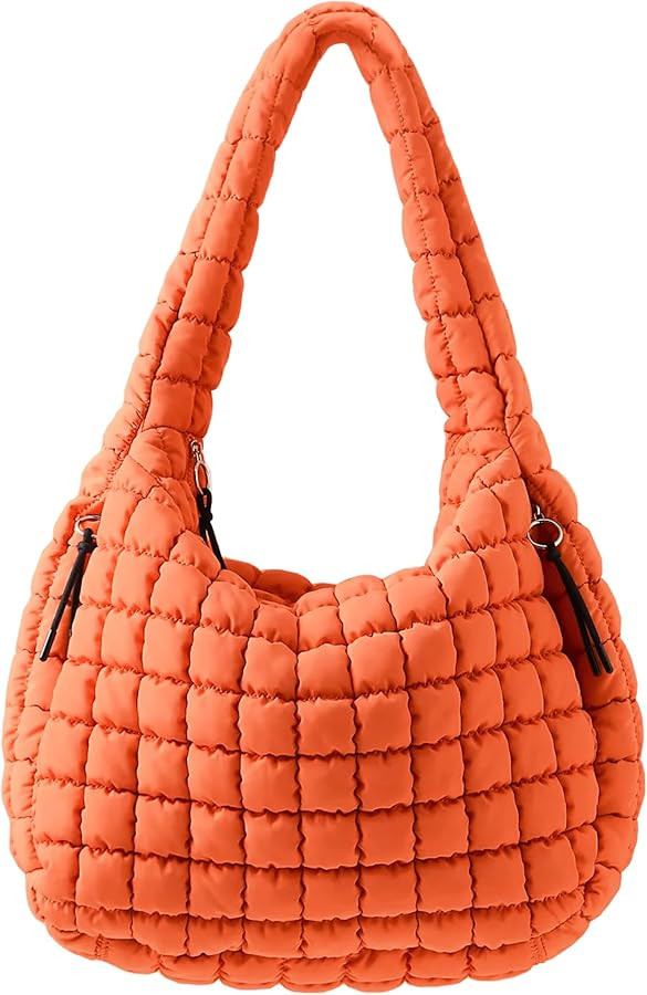 Puffer Quilted Shoulder Bag for Women Padding Shoulder Bag Puffy Hobo Bag Trendy Tote Bag 2025 | Amazon (US)